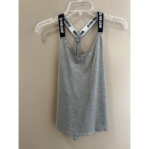 Nike "Just Do It"Dri Fit Racer Back Tank Top Workout Exercise Grey M